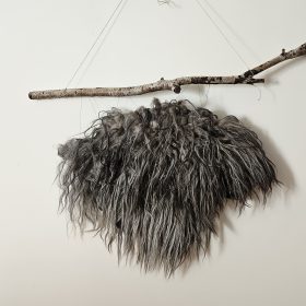 Wandobject donkergrijze vacht