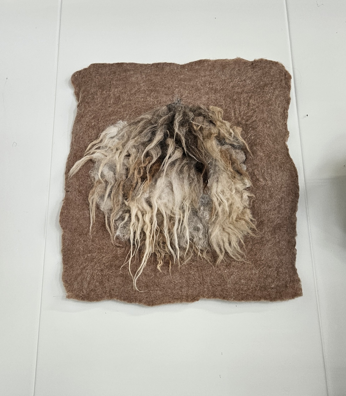 Wandkleedje beigebruin met vachtwol